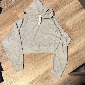 ALO Yoga Heather Gray Cropped Hoodie